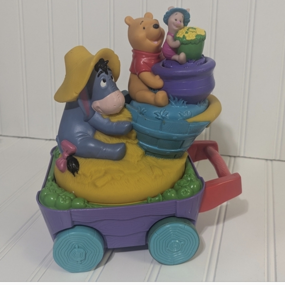 Winnie The Pooh Pull Toy Honey Pot Piglet Eeyore Disney Stack And Spin Pull Cart
